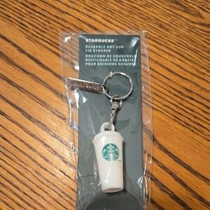 Starbucks Reusable Hot Cup Lid Stopper Or White Cell Phone Charm Keychain